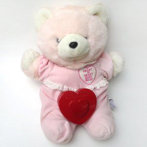 Vtg 80's Heart to Heart Baby Bear Plush With Working Heart